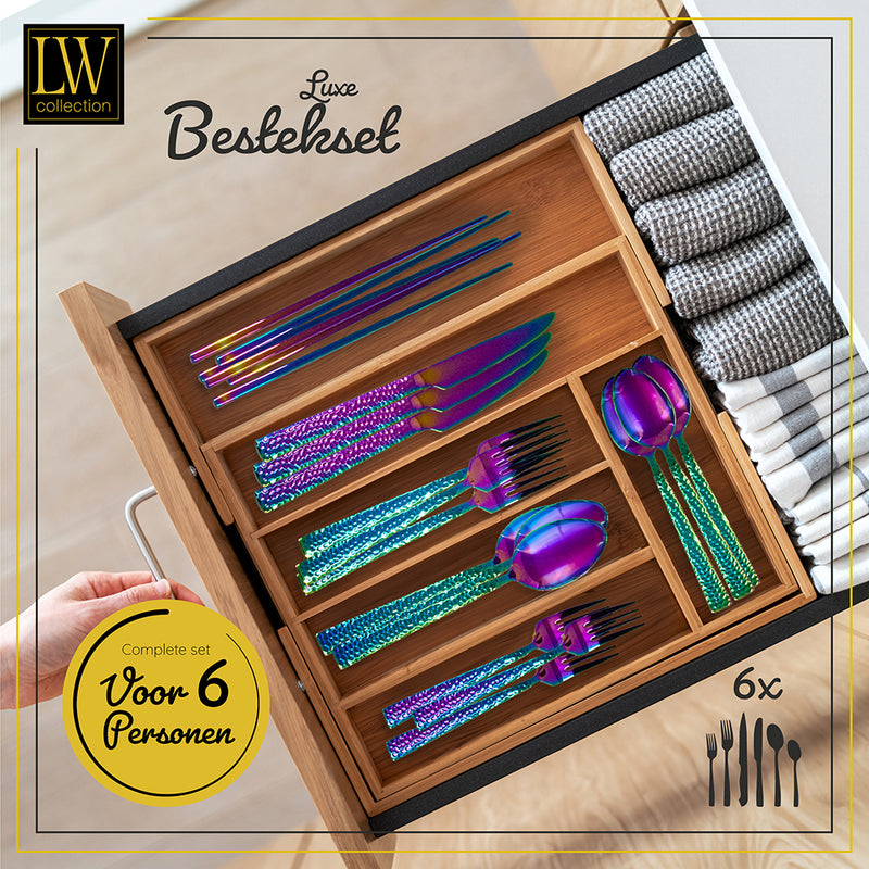 LW Collection Bestekset met Eetstokjes Rainbow textuur 36 stuks