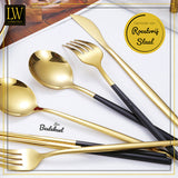 LW Collection Bestekset met Eetstokjes Zwart Goud elegant 36 stuks