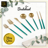 LW Collection Bestekset met Eetstokjes Groen Goud elegant 36 stuks