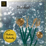 LW Collection Bestekset met Eetstokjes Groen Goud elegant 36 stuks