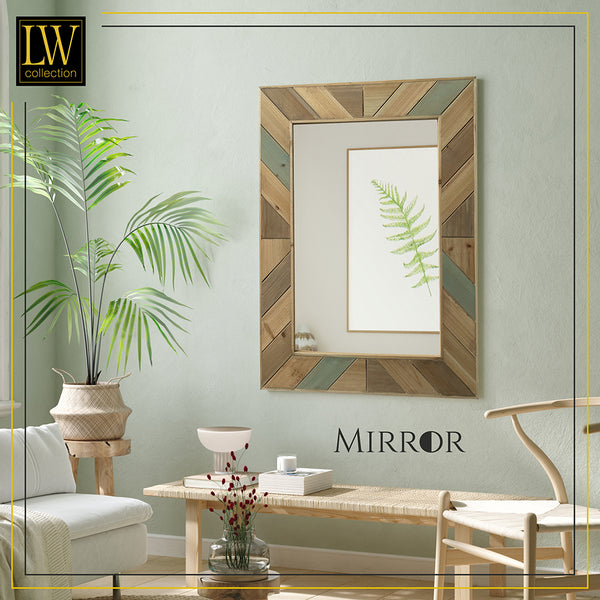 LW Collection Miroir mural brun rectangle 60x80 cm bois