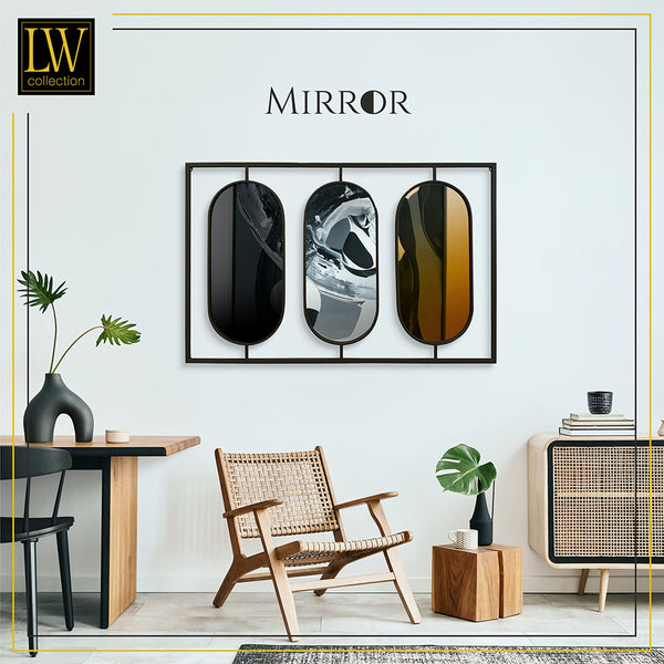 LW Collection Miroir mural noir rectangle 109x70 cm métal